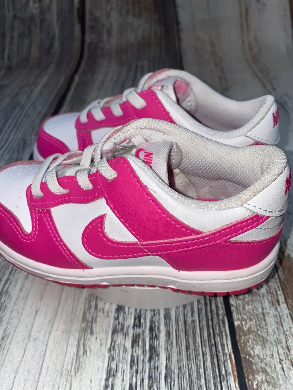 Nike Dunk Low (TD) White & Hyper Pink Toddler Sneakers Size 8C